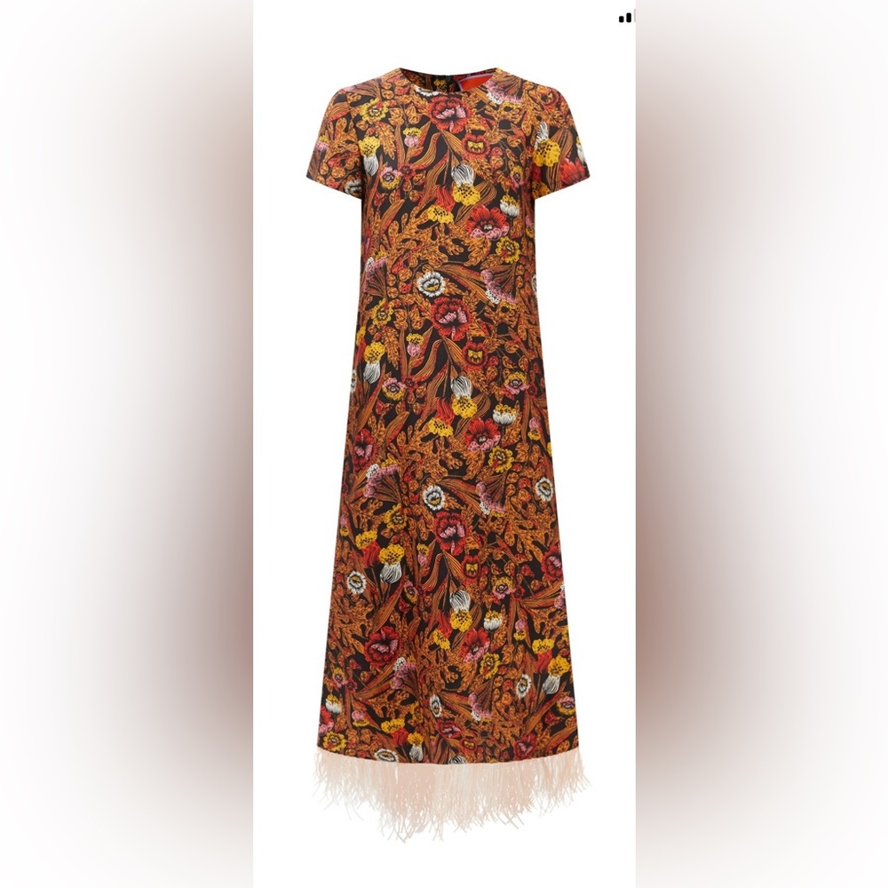 La DoubleJ swing feather trim maxi dress - new with tags size medium